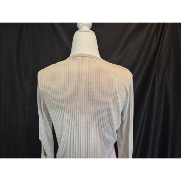 Jonathan Simakhi Standard Tobie Melange Rib Cut Out Cream Top L - Picture 6 of 7